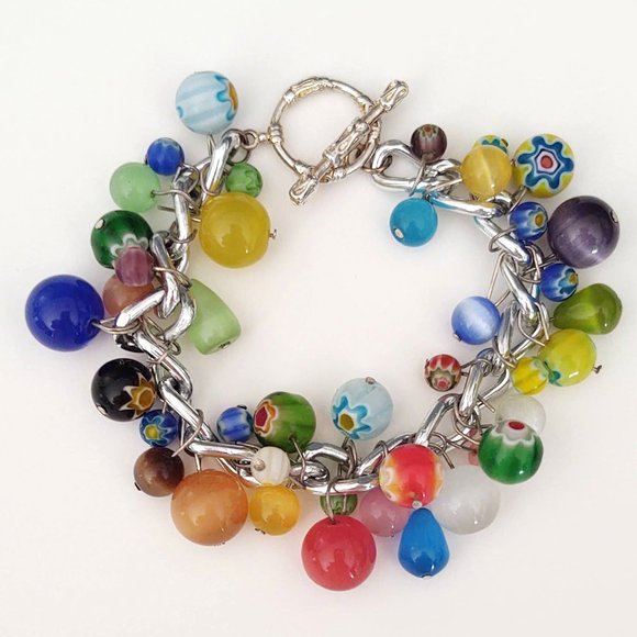 Multi color glass beaded bauble bracelet - Picture 8 of 8